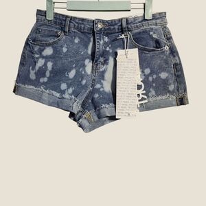 Project Rebel Blue Bleach splattered Jean Festival Shorts Sz 7